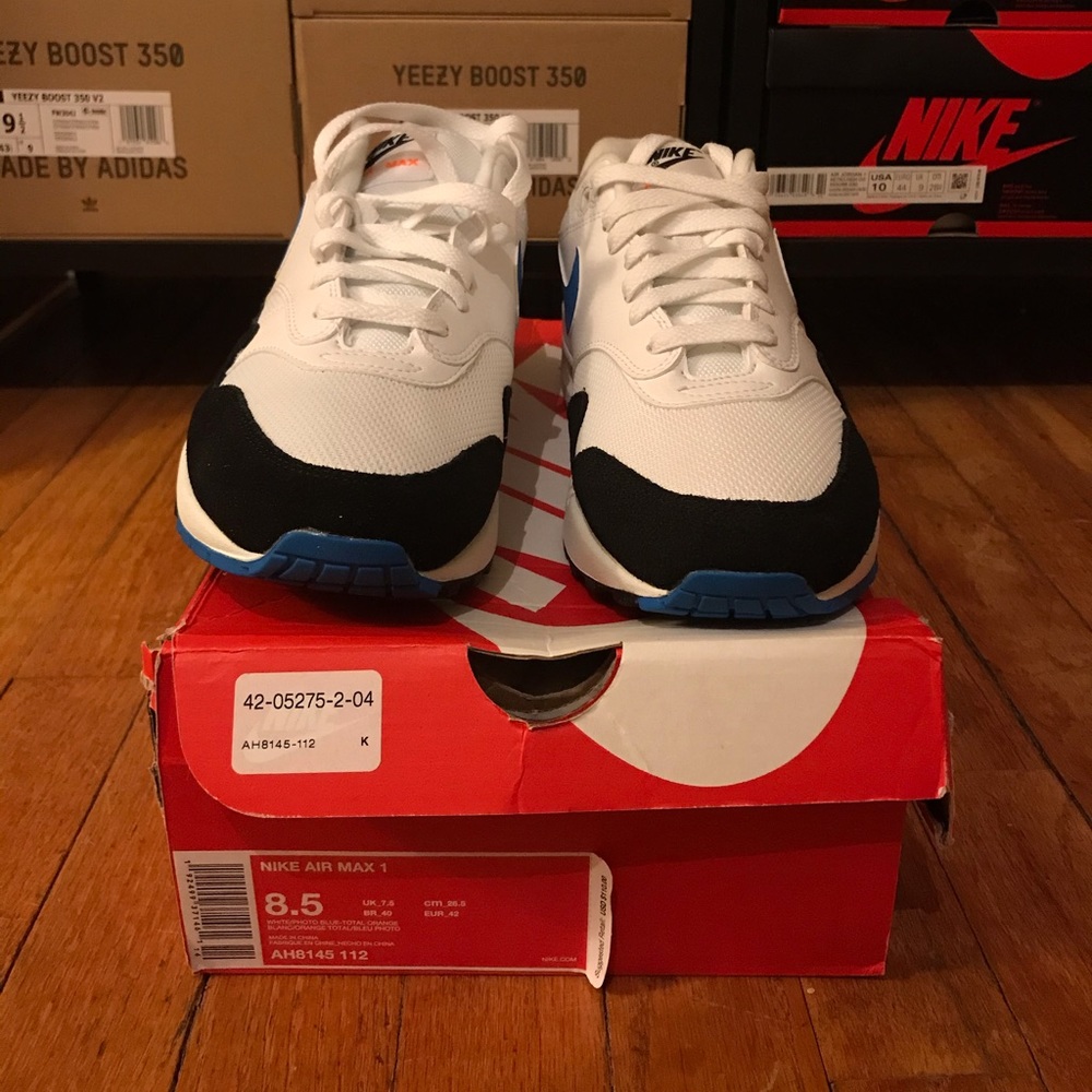 Nike Air Max 1 White Photo Blue Black